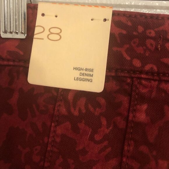 NWT ANTHROPOLOGIE Pilcro & The Letterpress High Rise Denim Flocked Leggings - Picture 10 of 16